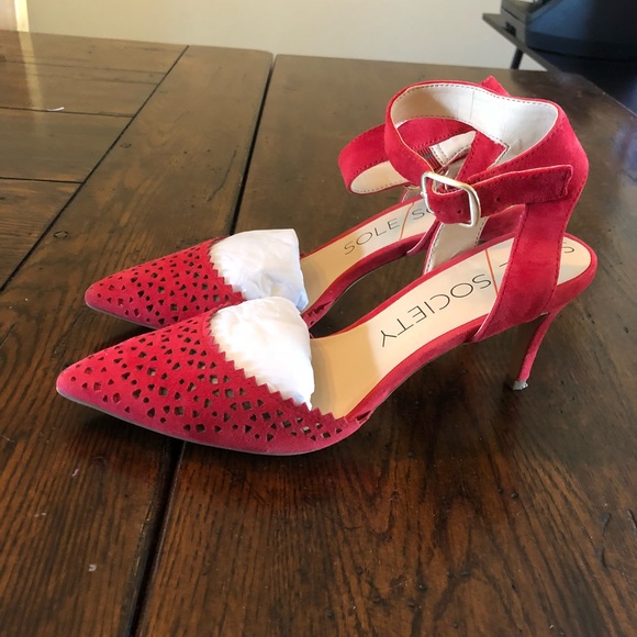 Soul Society Red Suede Heels - Picture 2 of 5